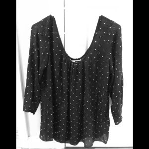 Tracy Reese sheer black top w crystal studs Size L